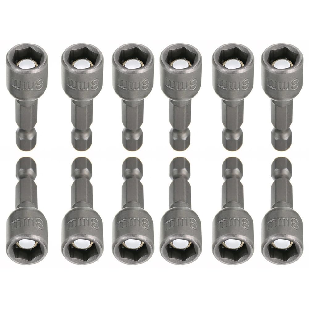 RUIAN 12-Piece Hex Magnetic Power 8mm 5/16 Socket Adapter 1/4 inch Drill Bit Nuts Driver Set for Electrician Tools
