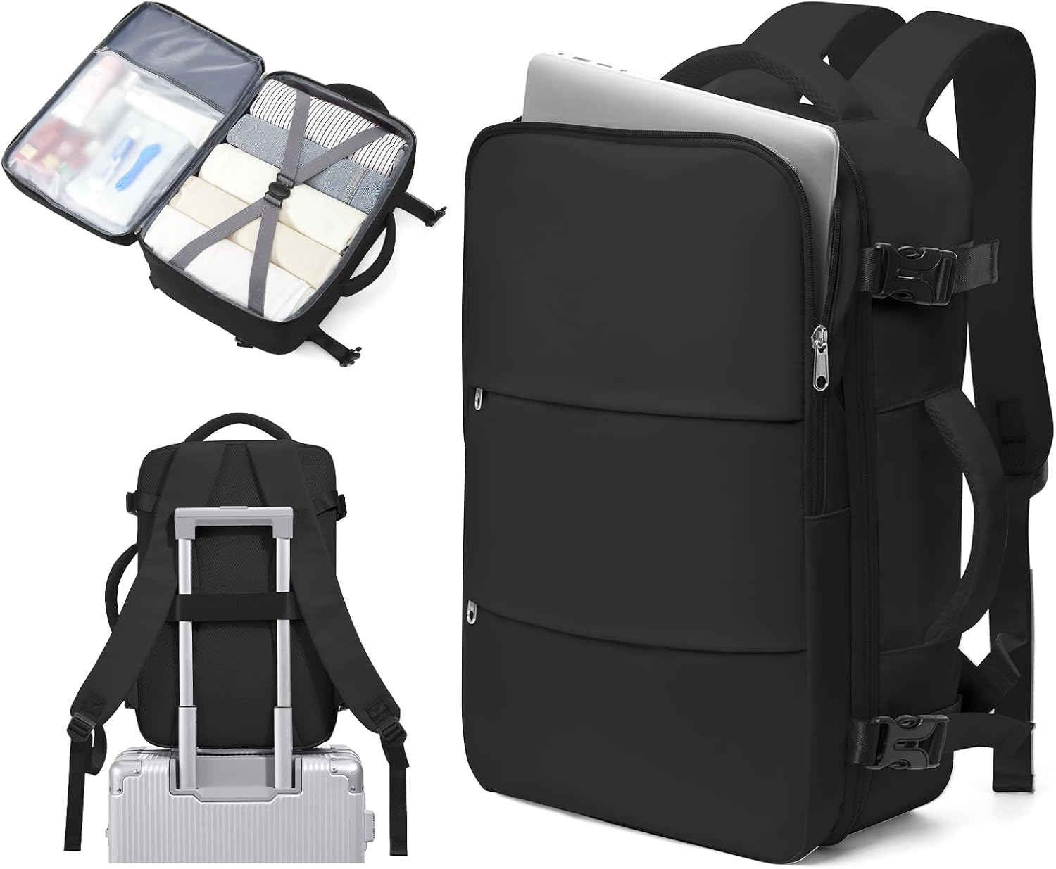 BJLFS Sac à Dos Voyage Cabine Avion sous Siège Bagage Cabine Ryanair Femme Bagage à Main Petit Sac à Dos Ordinateur Portable 14 Pouces Homme