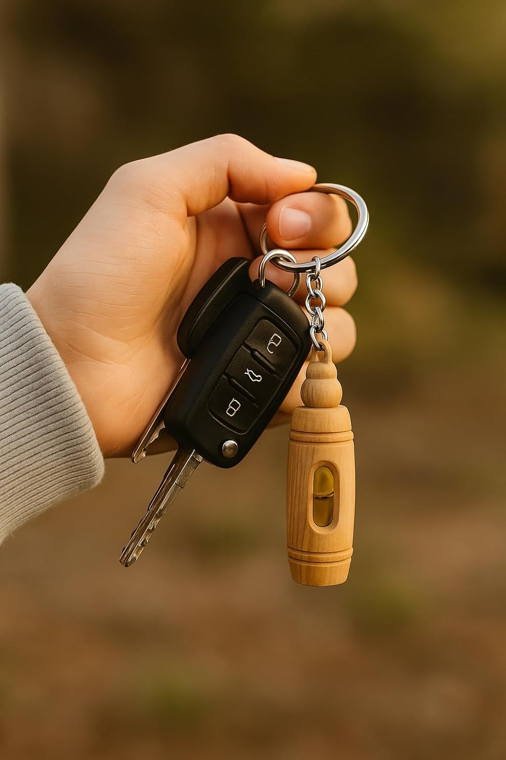 Zuluf 3.1" Large Olive Wood Jesus Keychain Oil Vial – Christian Keychain for Men – Catholic Templar Religious Gift from Holy Land Bethlehem – Llaveros para Hombres Cristianos