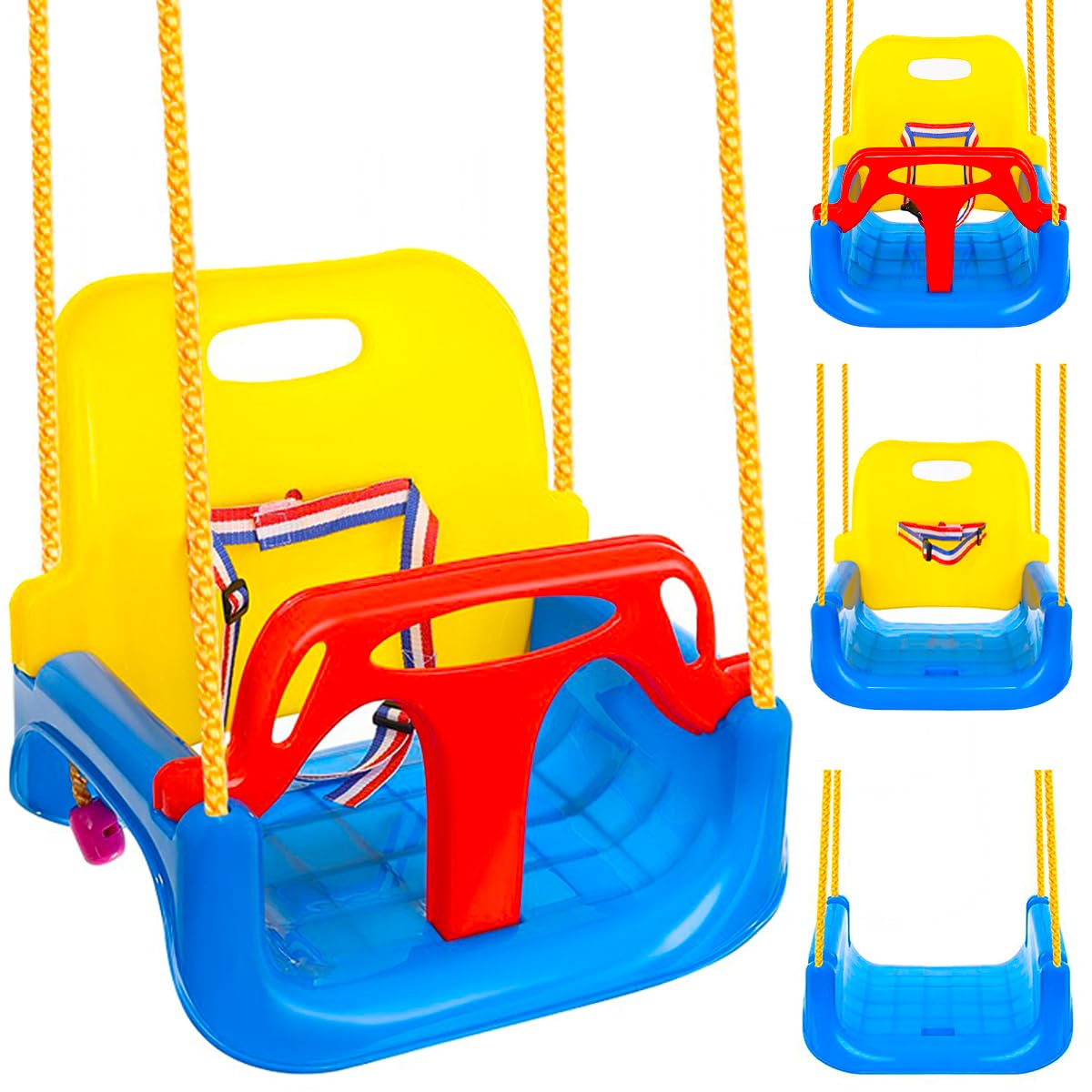 KRUZZEL 3 in 1 Kids Hanging Swing with Backrest and Seat Belt for Indoor and Outdoor 23552