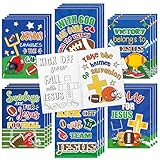 JAPBOR Football Coloring Books for Kids - 24PCS Mini Christian Themed Color Book Bulk Party Favors, Religious Jesus Bible Small Colour Pages for Sunday School Church Classroom Drawing Painting Games
