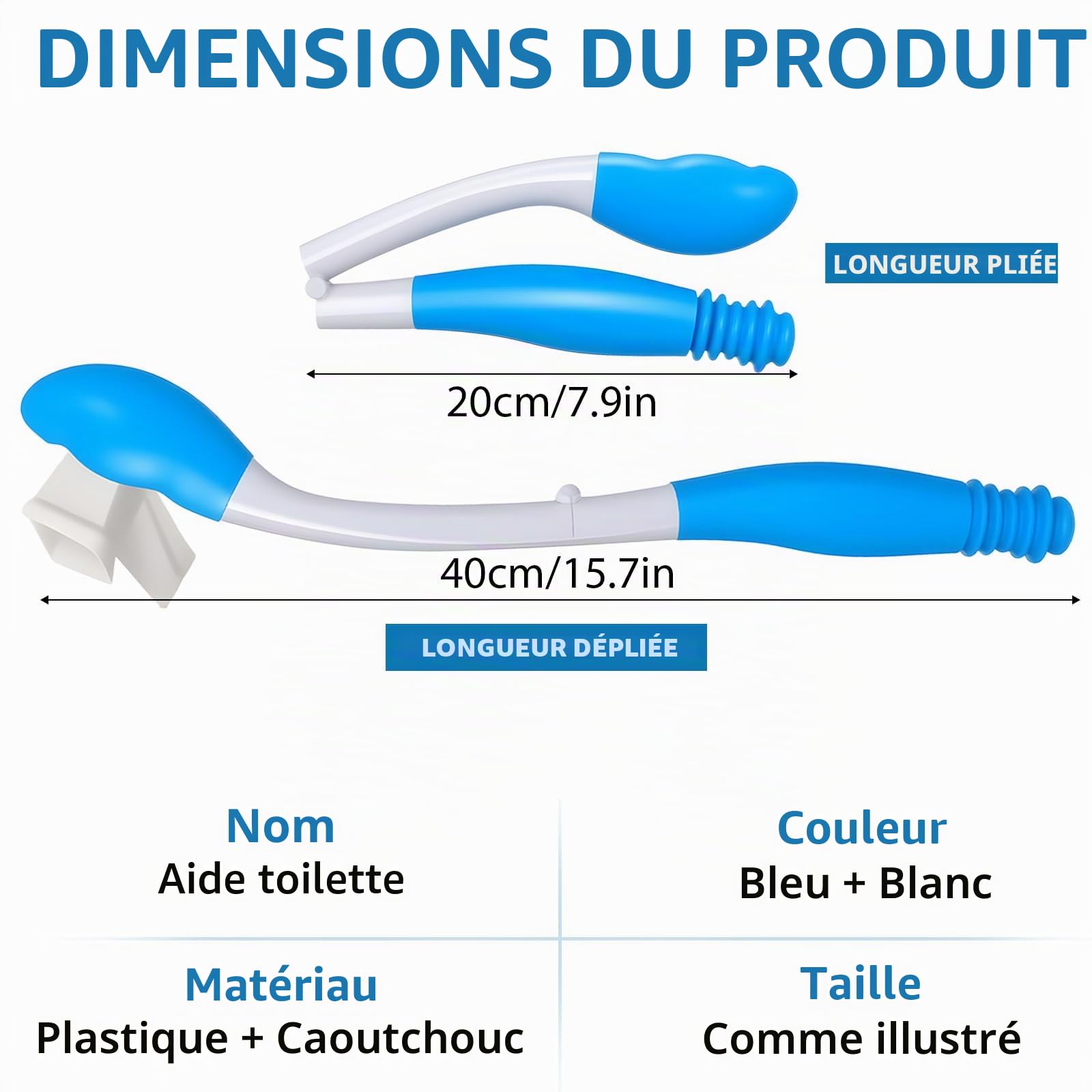 Porte-outils pour toilettes, lingette confortable à bras long, aide au nettoyage et auto-assistance pour le bain dans la vie quotidienne