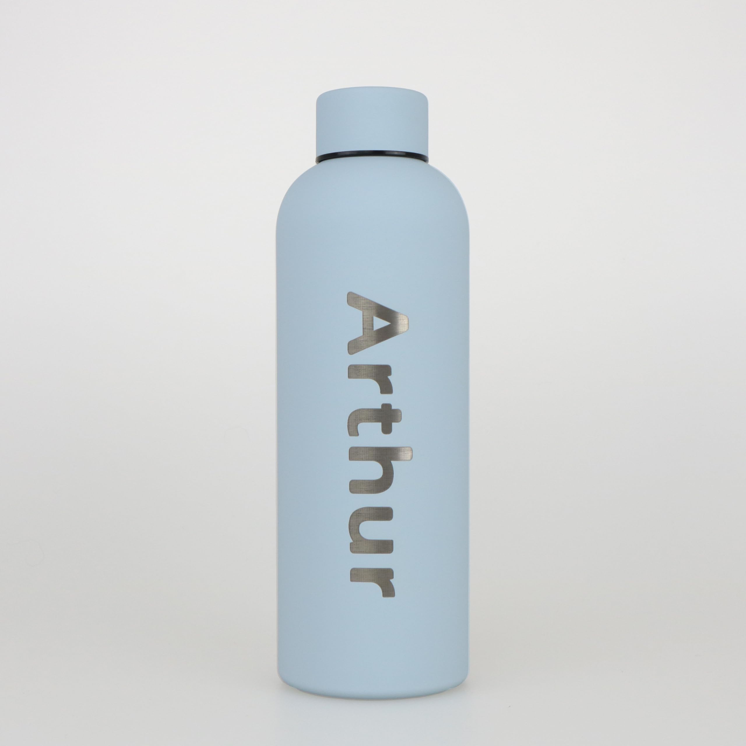 cribstar Personalised Engraved Insulated Water Bottle | Stainless Steel Water Bottle | Double Walled Drink Bottle Keeps 12 Hours Hot & 24 Hours Cold 500ML | Vaccum Flask (Dusty Blue) โ image 1