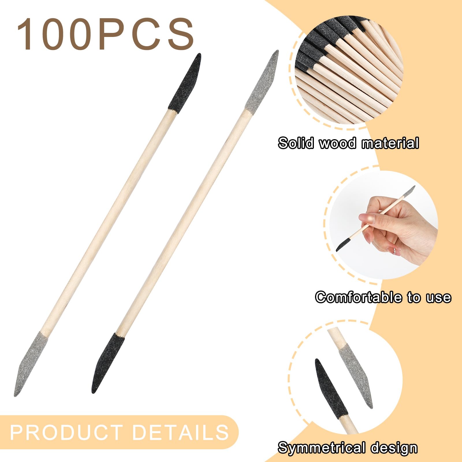 100 varillas de lijado, granularidad con 150# negro/280# gris con doble hilo de lijado fino para modelismo Gundam, artesanía de madera, pulido de uñas