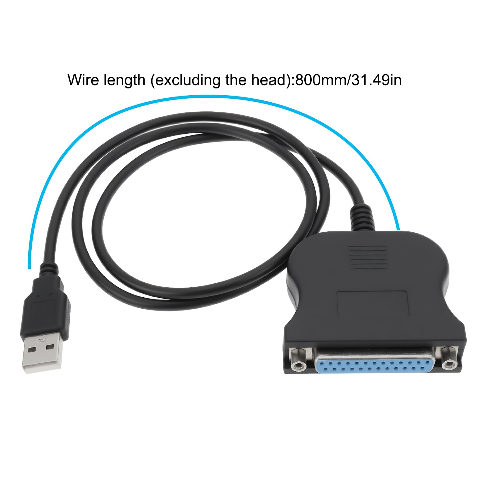 OTOTEC Cavo adattatore parallelo per stampante DB25 da USB a 25 pin, 80 cm, per stampante e computer, 2 pezzi, nero