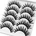 Produktbild AQIN 3D Falsche Wimpern, Künstliche Wimpern Set, 5 Paare Pure Handgemacht Langlebige Flauschige Künstliche Wimpern mit Unsichtbares Band Wiederverwendbar (Schwarz)