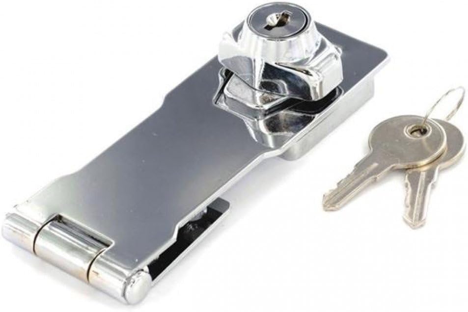 Merriway BH01836 Key Operated Locking Hasp and Staple 75mm (3 inch) -Chrome Plated 75 mm Eyelet