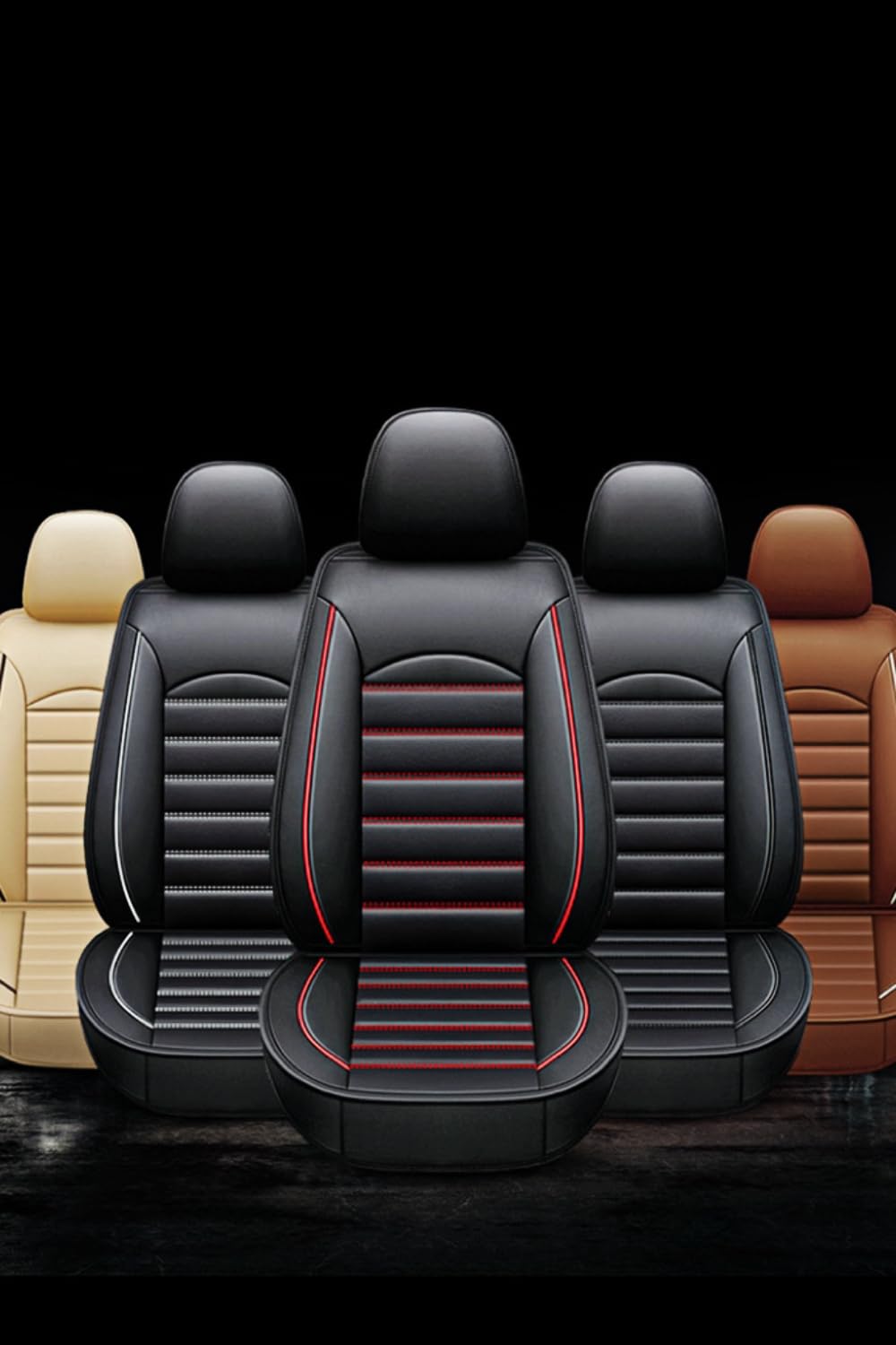 Set Completo di Coprisedili in Pelle per Alfa Romeo Mito 2008-2019, Set Copri-Sedile Traspirante Auto Protezioni Sedili Impermeabile Accessori Auto Interno,Black-Red