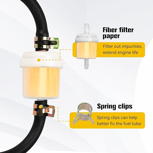 Miniatura 3 de HIAORS Manguera de motocicleta Manguera de línea de combustible de gasolina, tubo de tubo de gasolina y aceite, abrazadera de línea de filtro