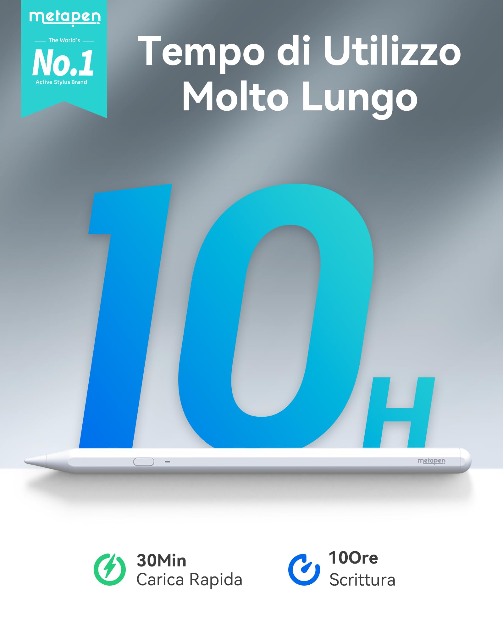 Metapen Penna A11 per Apple iPad 2018-2025,Pencil per ipad Compatibile con iPad 11 A16/10/9/8/7,Air 5/4/3/M2/M3,Pro 12.9/11/13''M4,Mini 5/6,2X Ricarica Rapida&0,1 mm Precisione Pixel,Rifiuto del Palmo