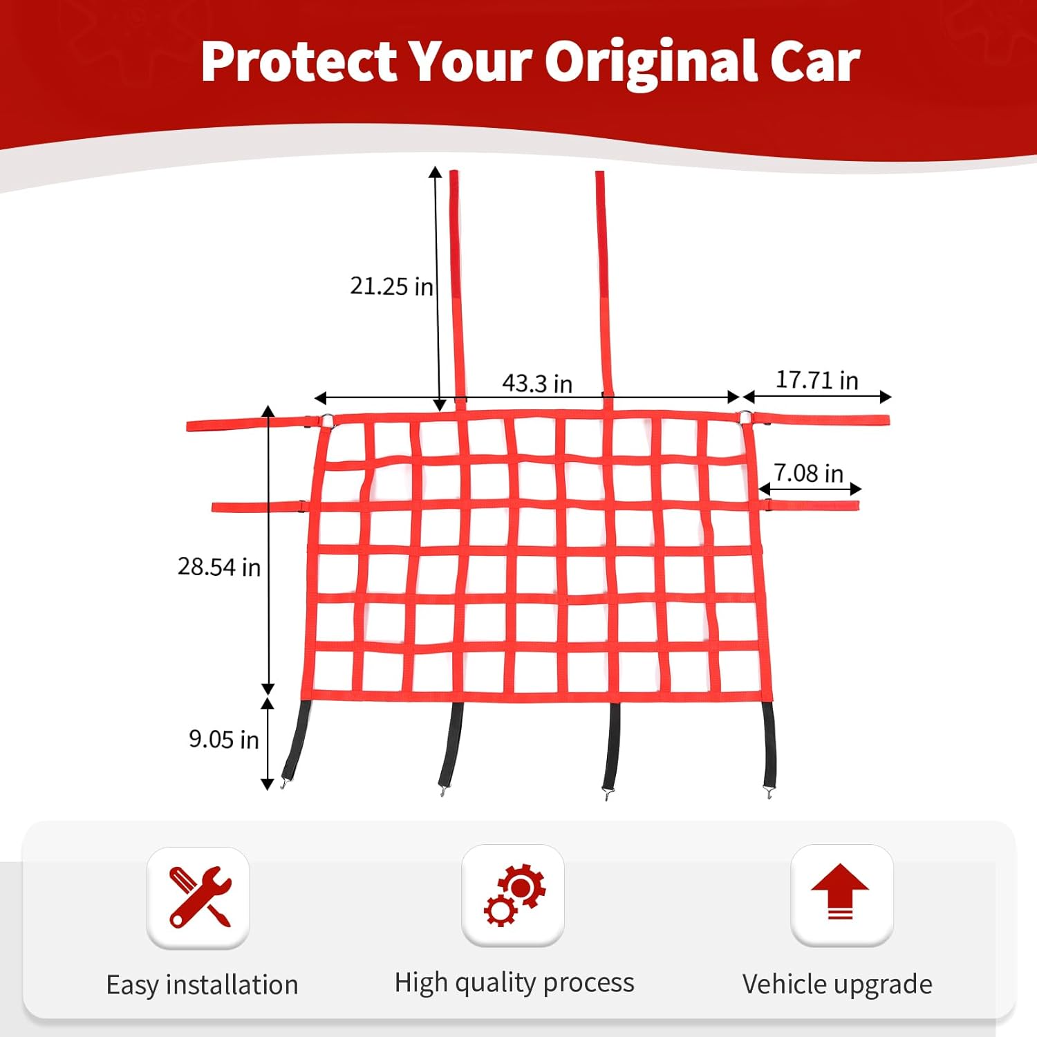 RT-TCZ for Jeep JK JL Pet Barrier Dog Car Divider Net Red for Jeep Wrangler JK JL Gladiator JT Rear Seat Net Red Accessories