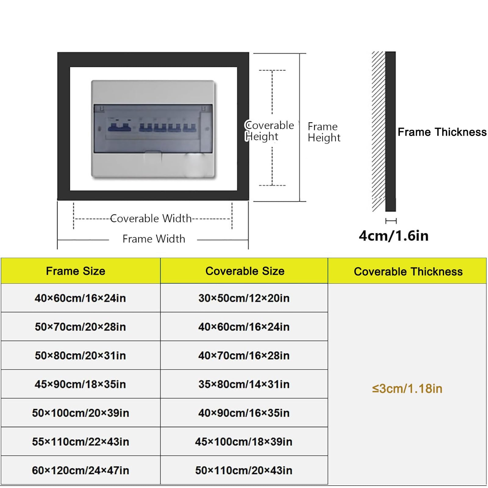 Tapa Cuadro Electrico de Pared, Tapa Decorativa para Caja de Fusibles, Cubierta Panel Electrico para Hogar y Oficina para Hogar y Oficina(50 x 100 cm/20 x 39 in)