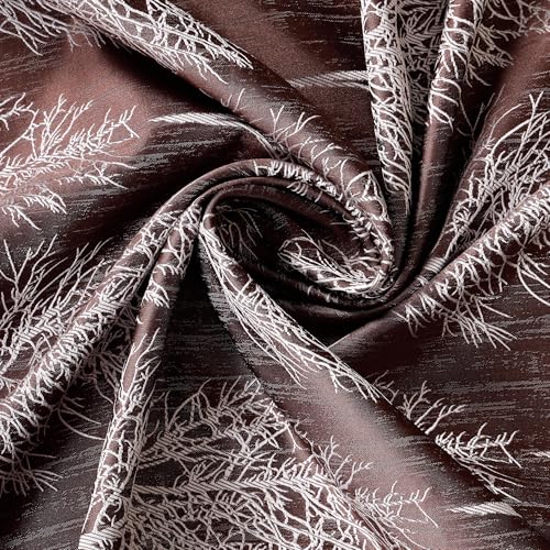 Image of STITCHNEST Tree Design Jacquard Door Curtain - Brown, 9 Feet, Grommet Top - Pack of 1 Premium Curtain for Living Room & Bedroom