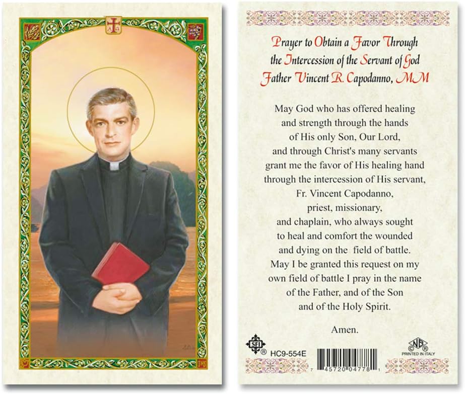 Gigi's Classy Kids Father Vincent Capodanno Laminated Prayer Cards- Pack of 25-