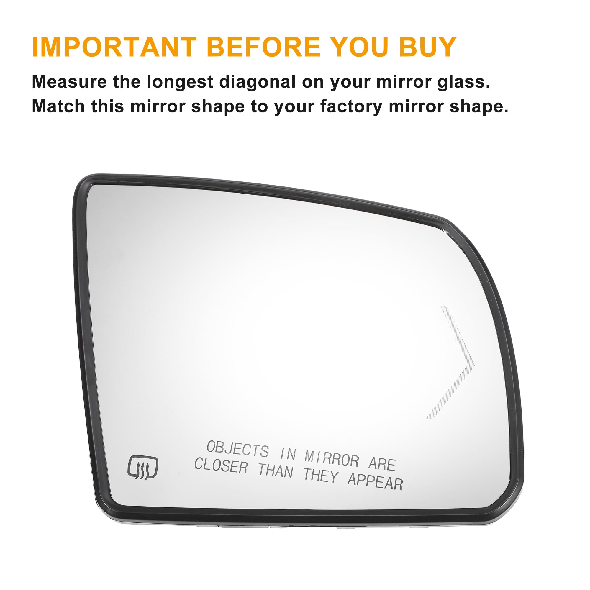 QUARKZMAN Glace De Rétroviseur Latéral Droit De Remplacement Avec Plaque De Support Chauffante En Verre Blanc Pour Toyota Sequoia 08-17 Pour Toyota Tundra Avec Modèle De Lampe