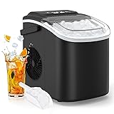 PALINTH Eiswürfelmaschine, Eiswürfelbereiter 9 Würfel in 6 Minuten fertig, Selbstreinigende Kleine Eiswürfelmaschinen mit tragbarem Griff für Küche, Büro, Bar und Party (1.2L) Black