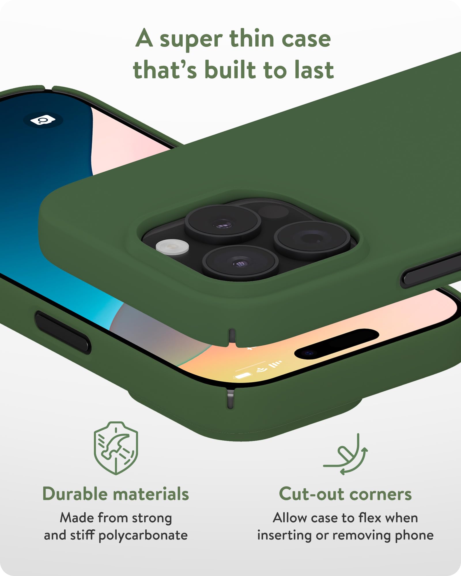 Mous for iPhone 16 Pro Max Case Slim MagSafe Compatible - Super Thin 2.0 - Magnetic Phone Cover - Forrest Green - Image 3