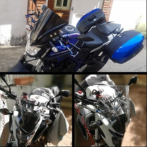 Miniatura 3 de GLoyer Parabrisas de motocicleta con soporte ajustable compatible con Bajaj Dominar Pulsar 200NS Pulsar 180 DTS-i 150 DTS-i (color negro)