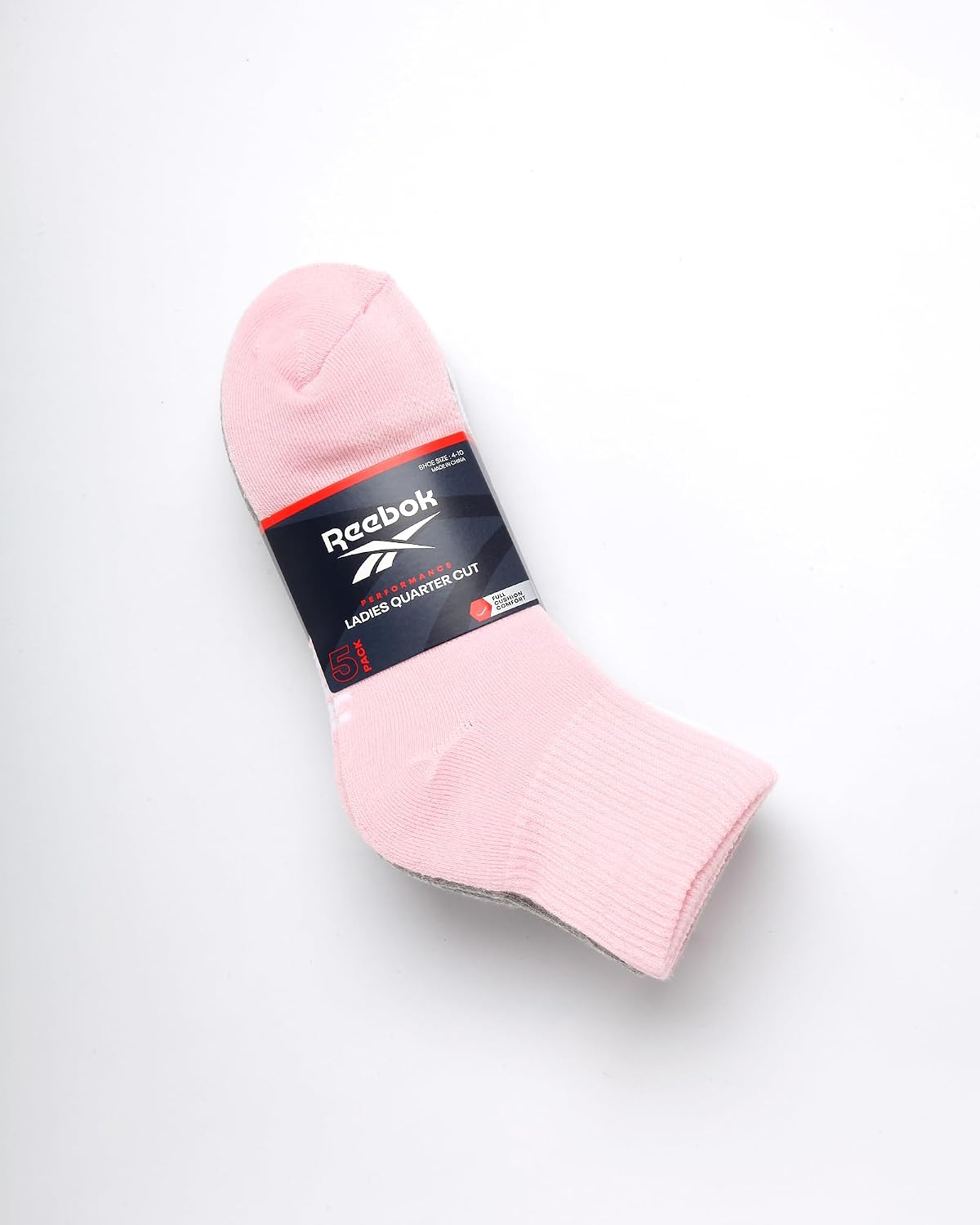 Reebok Womens Quarter Socks Moisture Wicking Cushioned Ankle Socks, 5 Pack | Stretch Performance Fabric, Cushioned Heel & Toe, Secure Arch Support, Quarter Cut, Shoe Size 4-10