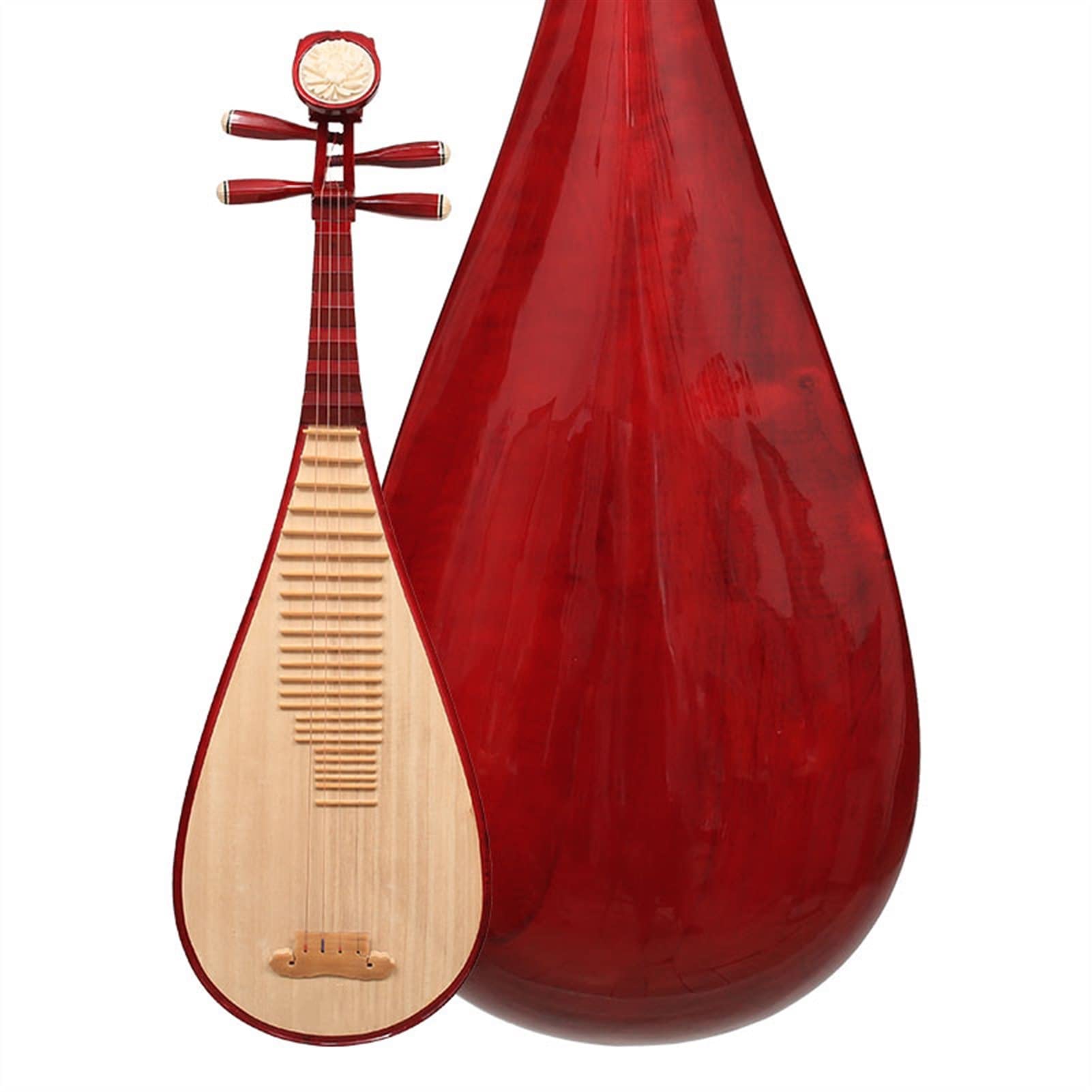 TSTS Hartholz Chinesische Pipa Hartholzknochen Geschnitzt Kopfblume Erwachsener Anfänger Pipa Musikinstrument Chinesischer Lauter