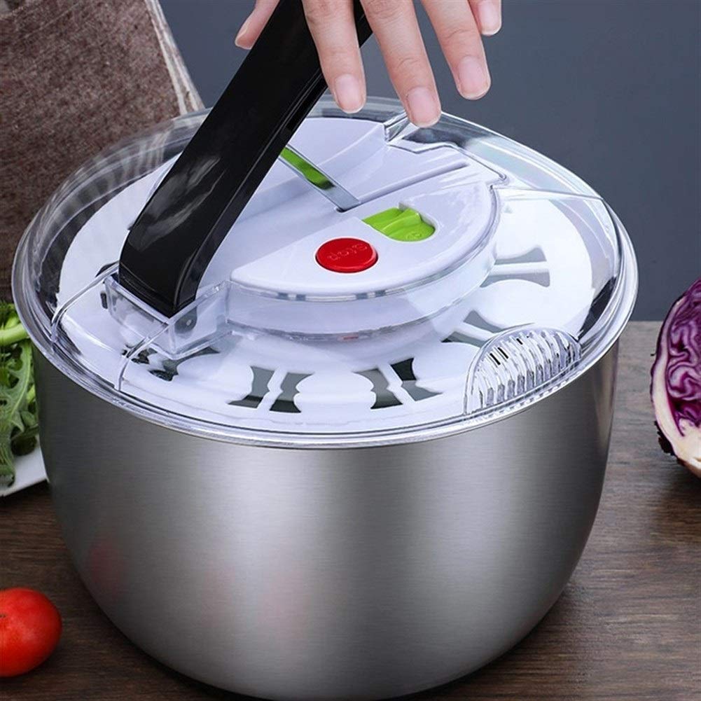 NOVSKI Centrifuga per Insalata, Centrifuga per Lattuga, Shaker per Condimenti per Insalata, Essiccatore Manuale per Frutta E Verdura, Cestini per Disidratatore da Cucina