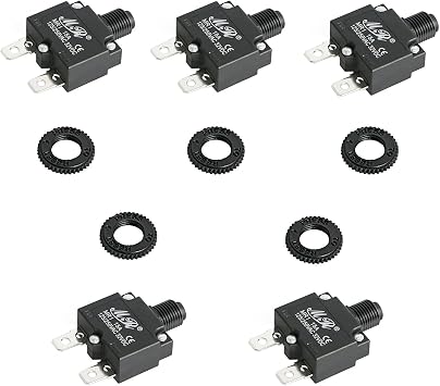 15 Amps Thermal Circuit Breakers Push Button Manual Reset Overload Protector Switch 15A 125/250V AC 32V DC 2Pin 5Pcs