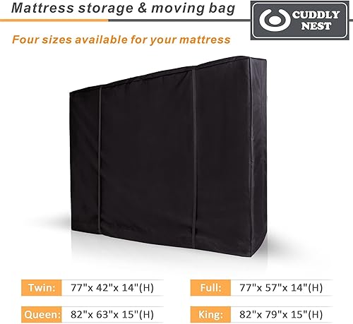 Miniatura 3 de Bolsa de almacenamiento de colchón de lona impermeable para mudanza y almacenamiento, bolsa de colchón reutilizable resistente con cremallera y