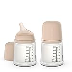 Suavinex Zero Zero Anti Colic Baby Bottle, No 1 Spanish Baby Bottle Brand, Minimizes Bottle Rejection & Nipple Confusion, Perfect for Combo Feeding, 2pk, 6oz/180mL, Light Tone, Adaptable Flow Nipple