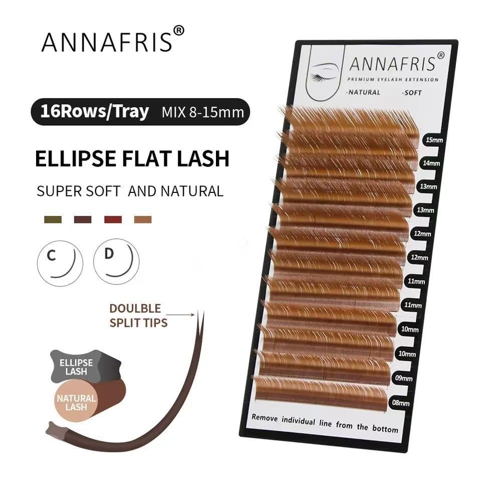 ANNAFRIS Eyelashes Extension Ellipse Flat 0.15 D 8-15mm Mix Natural Lash Colorful Lash Extension Individual Split Tips Lash(0.15D,8-15mm,Caramel) - Image 4
