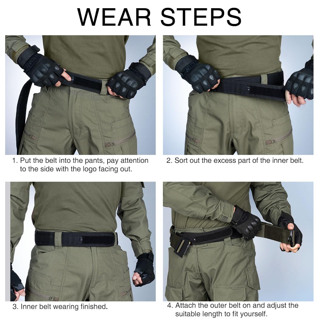 IDOGEAR 2 Zoll Taktischer Gürtel Combat Schnellverschlussschnalle Rigger Gürtel im Militärstil Molle Strapazierfähiges Gurtsystem 2 Zoll Außengurt und 1,75 Innengurtset