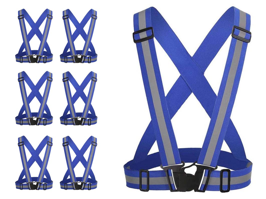 3C PRODUCTS Hi Vis Adjustable Reflective Sports Safety Suspender Harness Vest for Outdoor Activities (Royal Blue, 6)