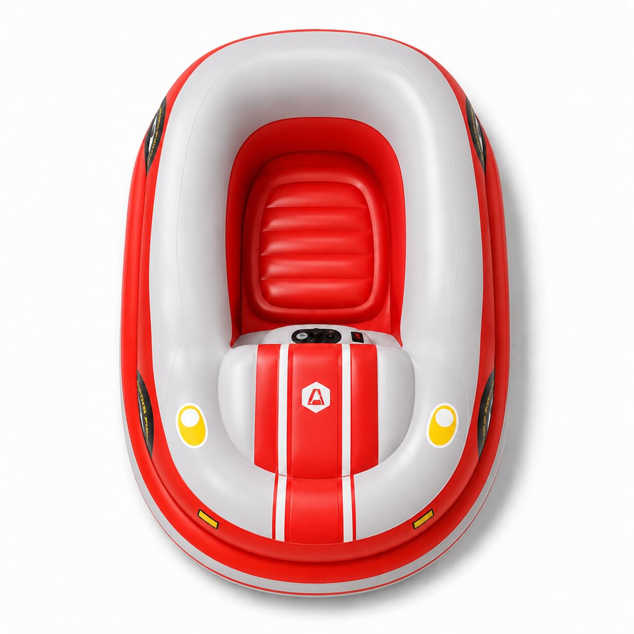 Galleggiante da Piscina Motorizzato, Materassino Gonfiabile Elettrico per Adulti con Controllo a 4 Direzioni, Batteria da 2600 mAh, Portabicchieri e 3 Camere d’Aria Red-2batteries