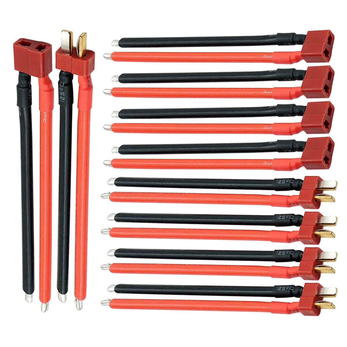 5Pairs T Plug Connector Female & Male with 12AWG 10cm Gauge Silicone for RC Lipo Battery Cable Drone Car