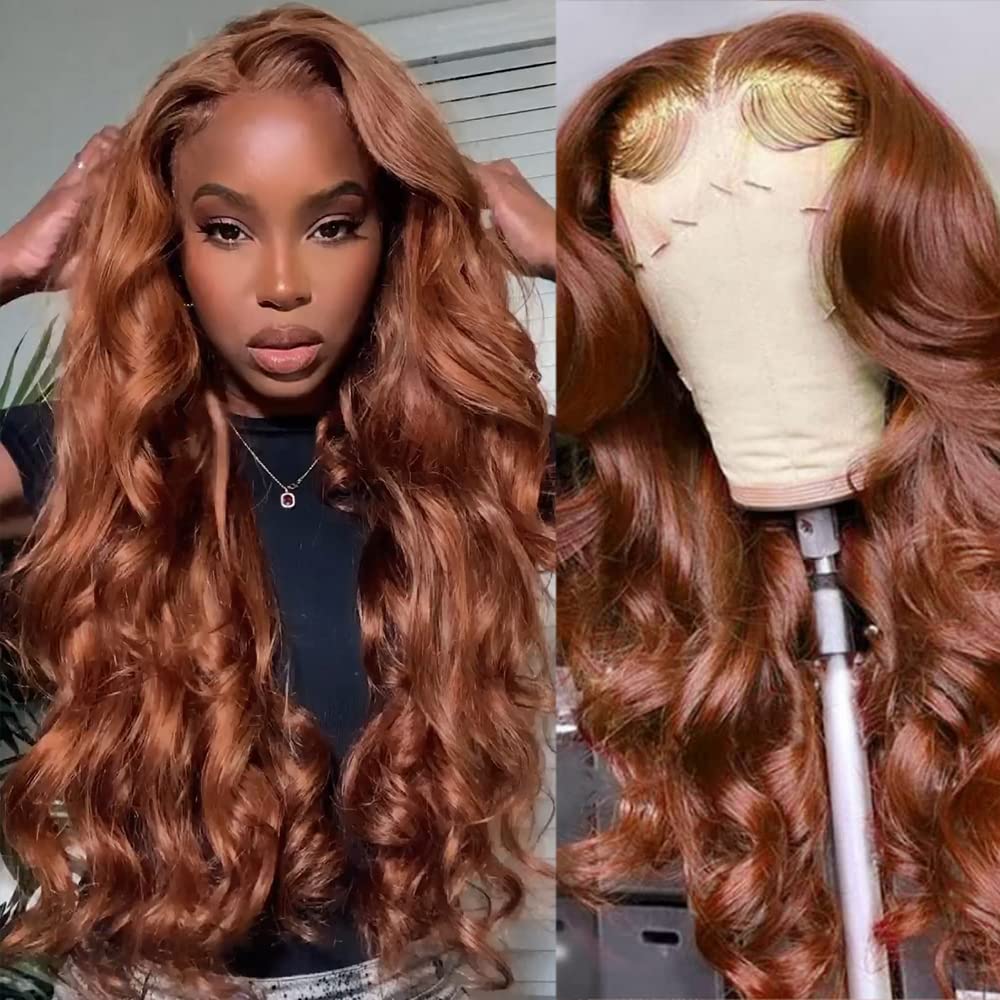 200 Density Orange Ginger Lace Front Wigs Human Hair 13x4