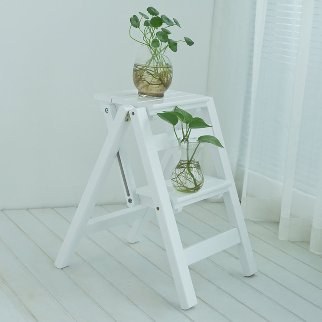 Tabouret pliant en 2 étapes et échelle d'intérieur bois blanc maison