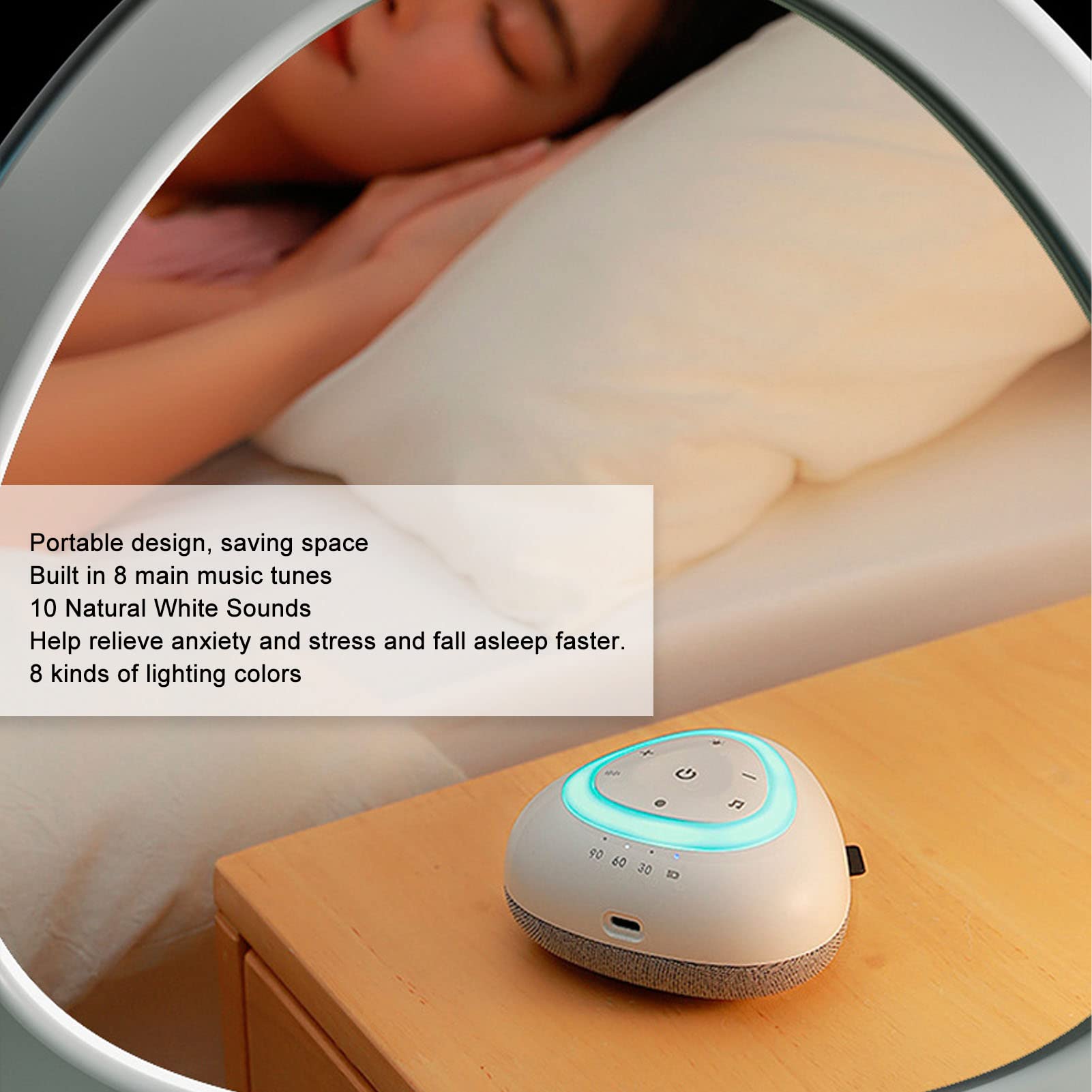 Macchina Del Suono Per Neonati Con Luce Notturna E Sveglia - Controllo Bluetooth E Display Temperatura - Foto 10