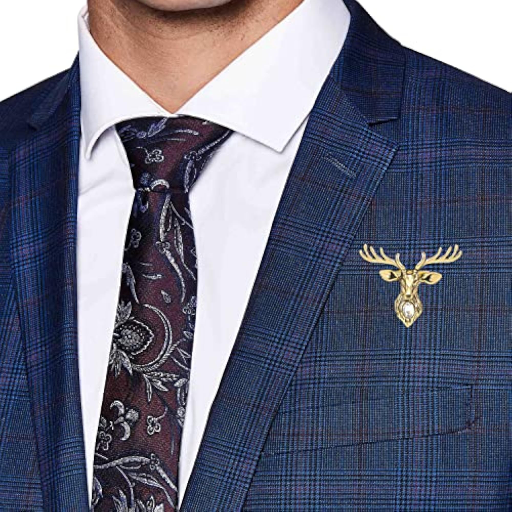 Golden Classic Deer Design Lapel Pin, Elegant Brooch