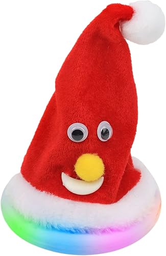 Miniatura 7 de Hopearl Juguete de sombrero de Navidad que canta bailando que brilla intensamente, agitado, eléctrico, interactivo, juguete animado de peluche,