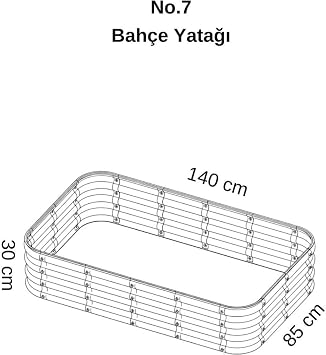 Modüler Yükseltilmiş Bahçe Sebze Yatağı No:7 (140X85) Gri