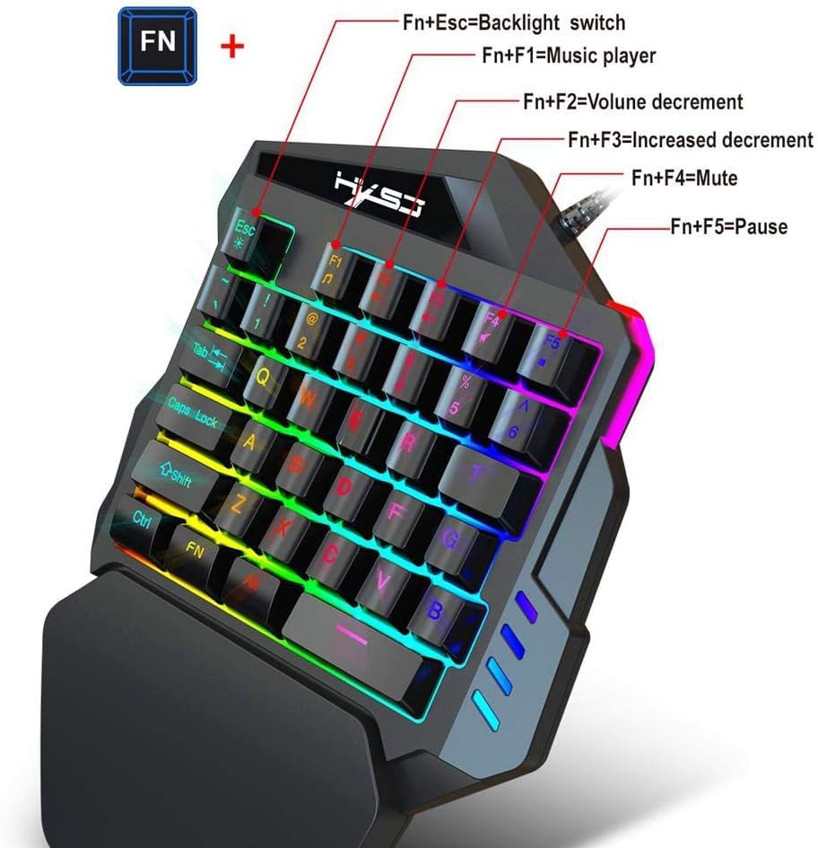 Clavier mécanique une main et souris de jeu avec rétroéclairage DEL