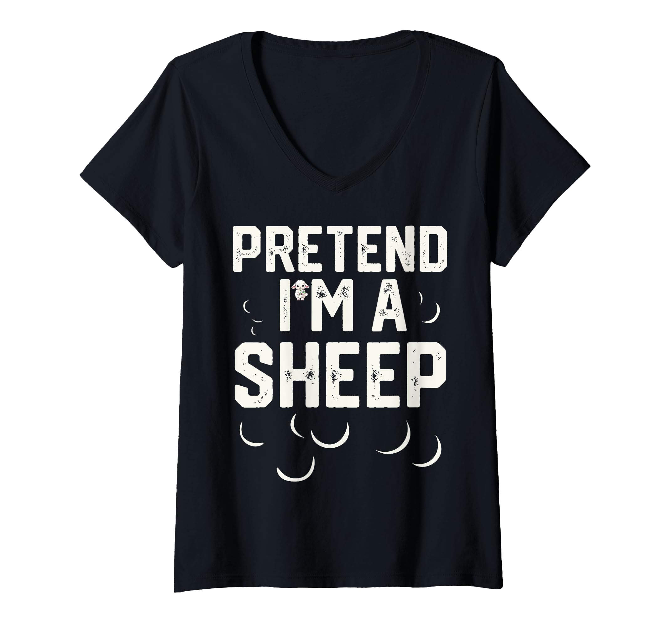 Womens Last-Minute Vintage Pretend I'm a Sheep Costume Halloween V-Neck T-Shirt