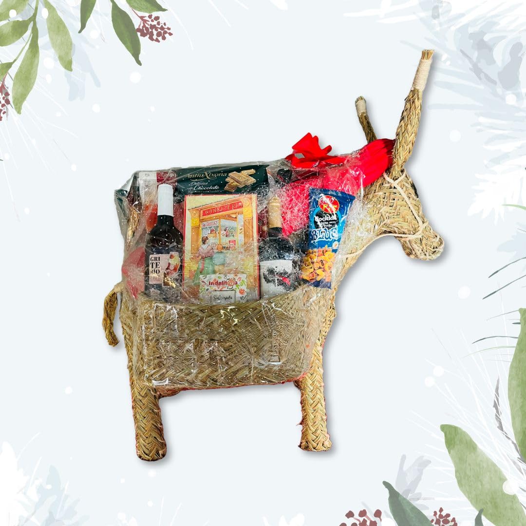 iChuches | Cesta de Navidad | Burro Jarriero Artesano | Regalo Navideño Original | Lote Productos Navidad (Burrito)