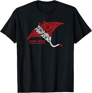Bora Bora Polynesian Art Manta Ray Scuba Dive Flag Souvenir T-Shirt