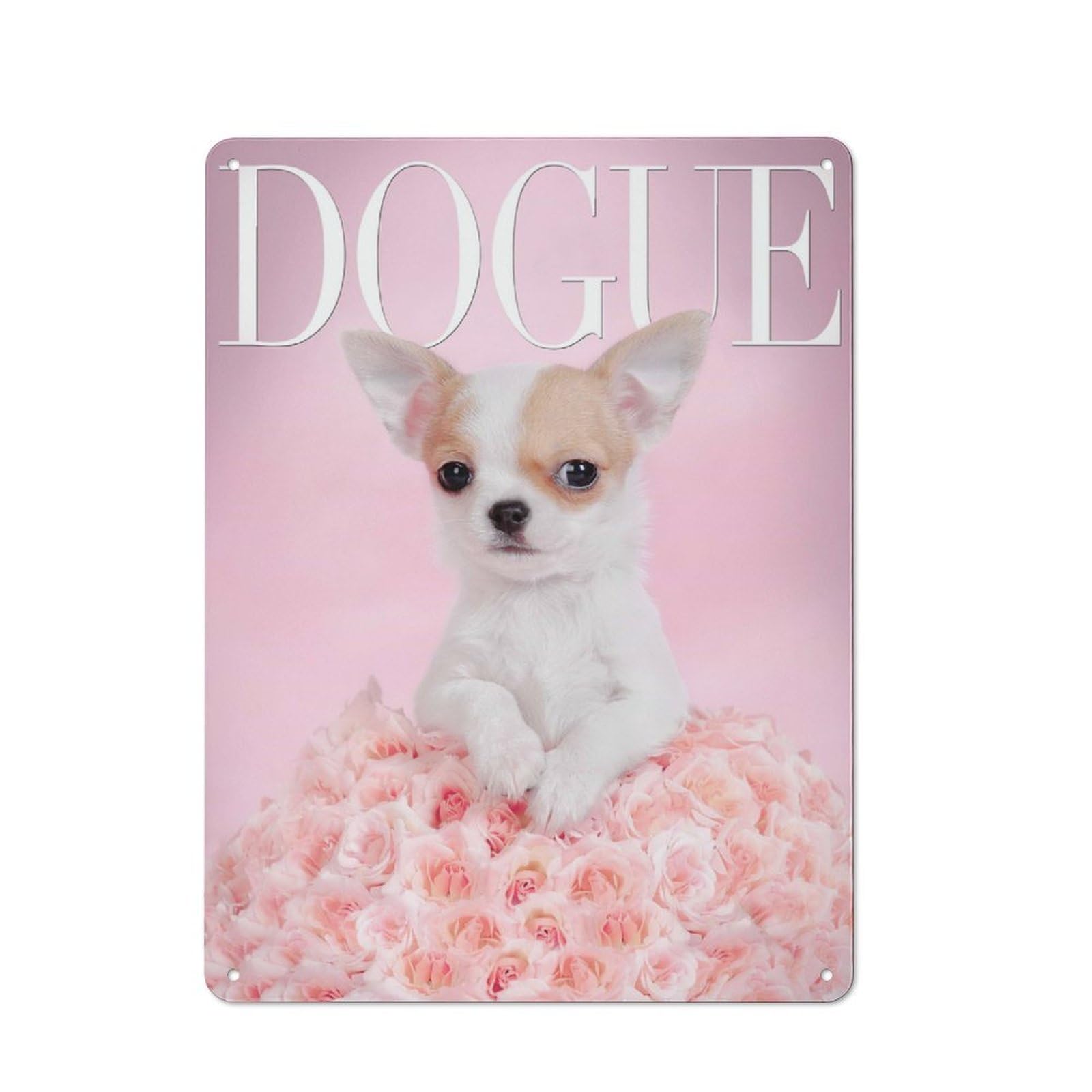 Junmoney Style-5 Dogue Chihuahua Printed Metal Sign 40X30cm For Home Office Or Studio, A Housewarming Gift For Fans Of Vintage Interiors