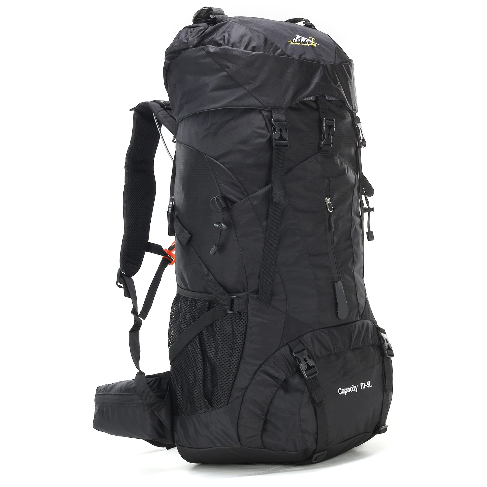WintMing 75L Hiking Backpack with Rain Cover Waterproof Camping Backpack Shoes Warehouse for Men Wom
