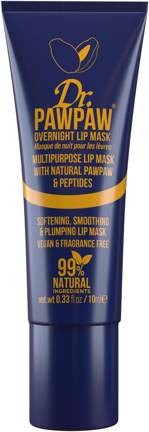 Dr.PAWPAW Overnight Lip Mask - Multi-Purpose Balm, Natural Pawpaw & Peptides Smooth Skin, Cracked Lips, Vegan, Ethical Beauty & Fregrance Free (10 ml)