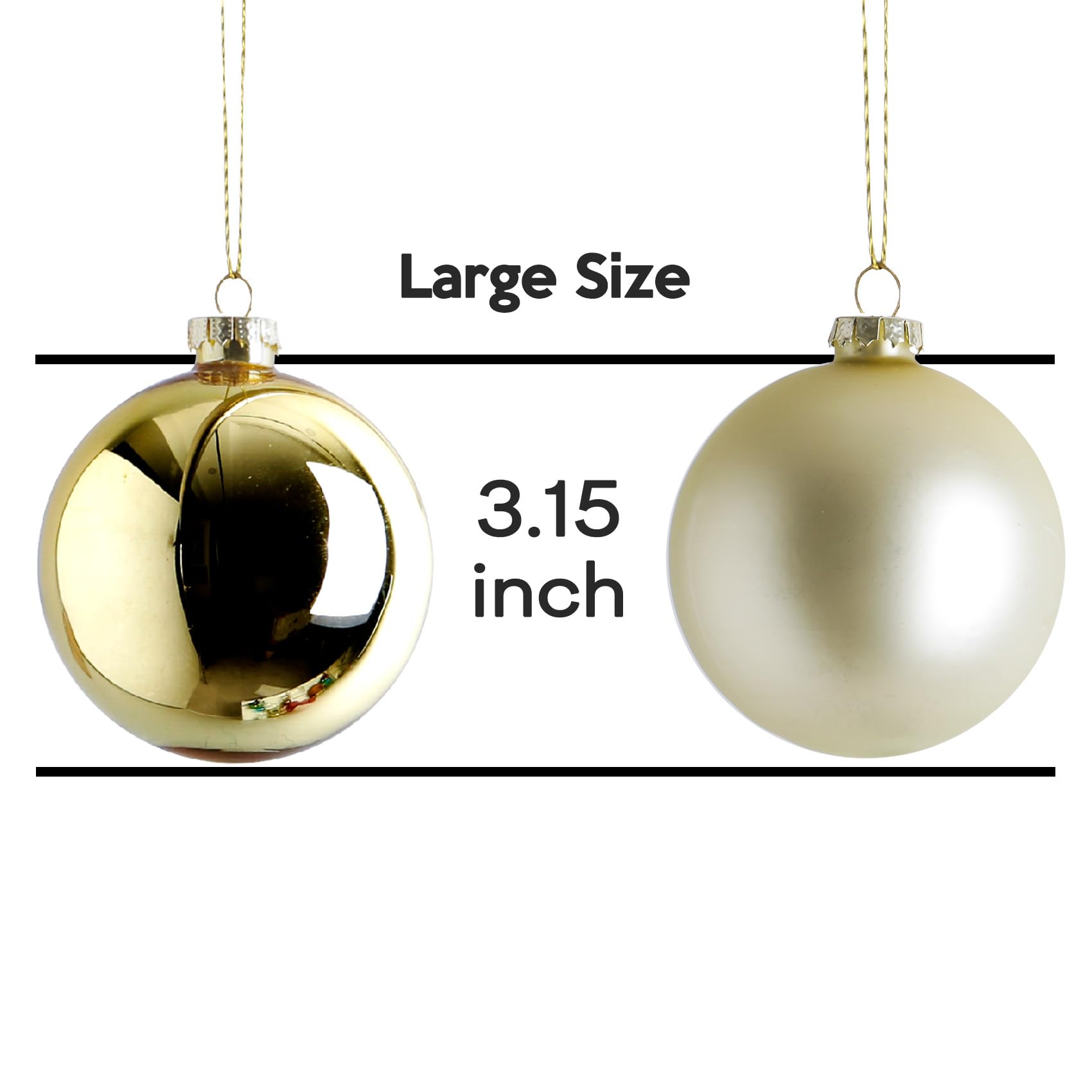 12 grandi palline di Natale in vetro dorato, 8 cm, grandi ornamenti riempibili con glitter dorati, per albero di Natale, palline decorative per albero di Natale, palline decorative per artigianato