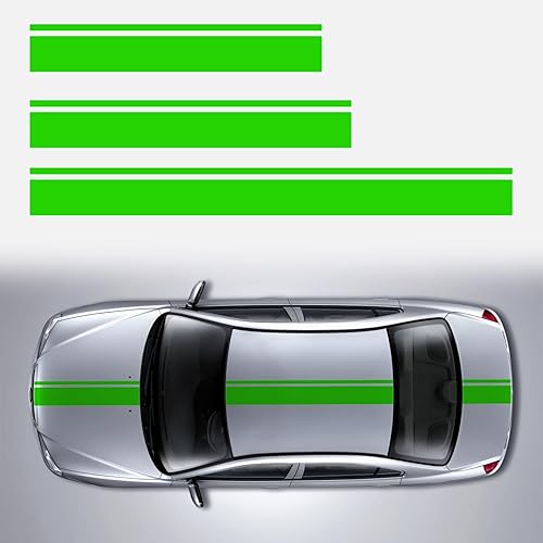 3 calcomanías de vinilo con diseño de rayas modificadas para el techo del capó del automóvil, accesorios de decoración para vehículos, color verde