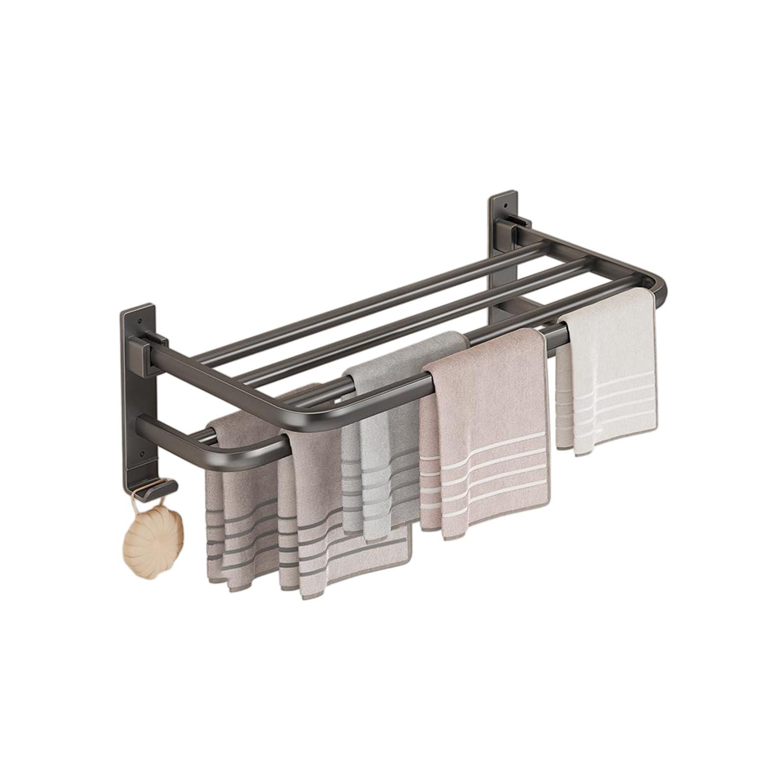 Porte serviettes mural aluminium JATIBOSH avec crochets pour douche sans perçage