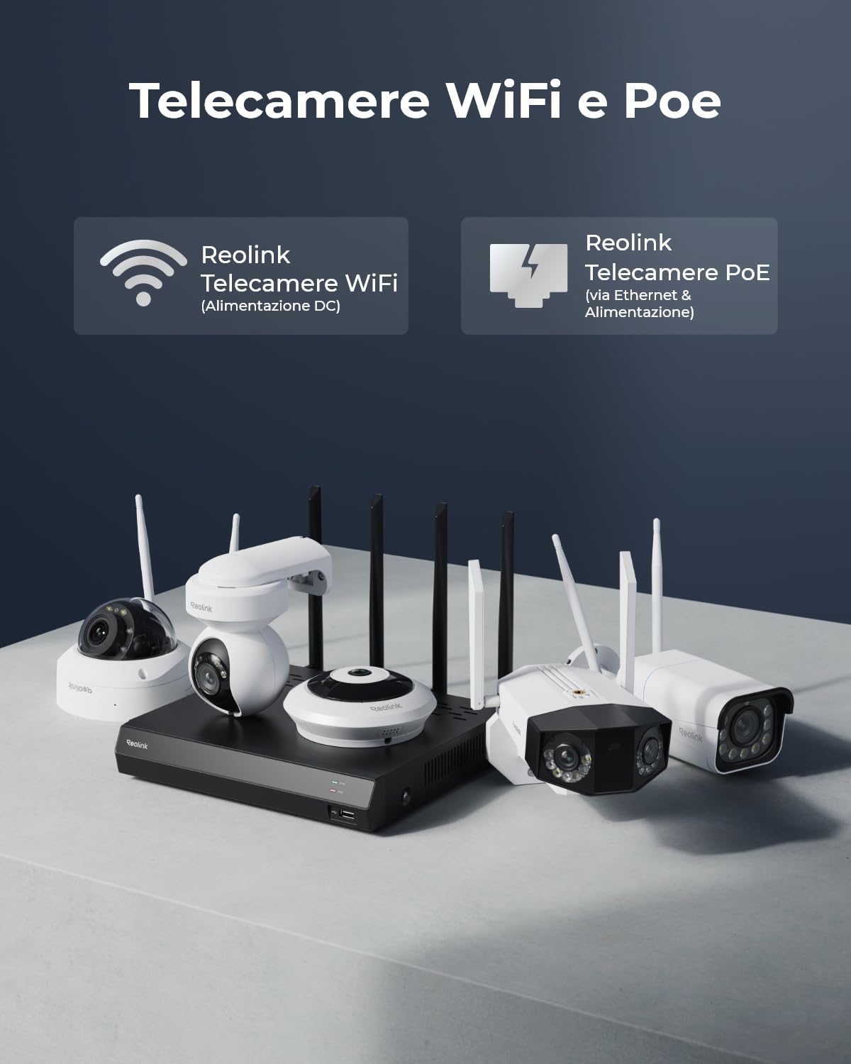 Reolink 4K 12CH NVR, Dual-band Wi-Fi 6, HDD 2TB Integrato, H.265, Supporta le Telecamere Wi-Fi e a batteria (tranne la telecamere 4G), Accesso Locale e Remoto, Registrazione 24/7, RLN12W